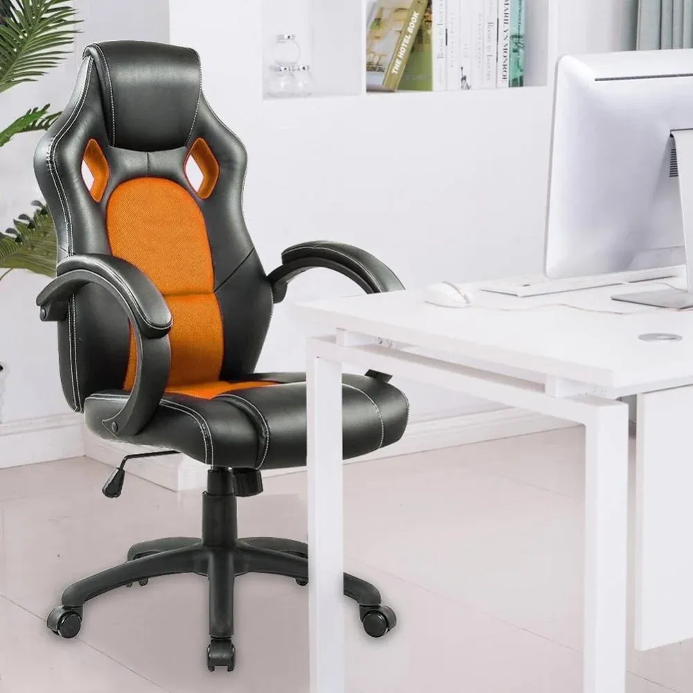 Sedia Poltrona Ufficio Direzionale Ruote Girevoli Sportiva Race Gaming Arancione