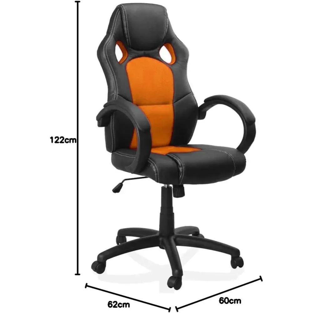 Sedia Poltrona Ufficio Direzionale Ruote Girevoli Sportiva Race Gaming Arancione