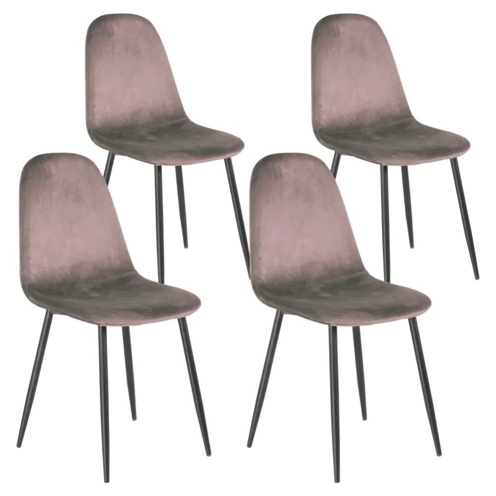 Sedia Poltroncina Fango Set 4pz Velluto Morbido Multifunzionali Design Ergonomico