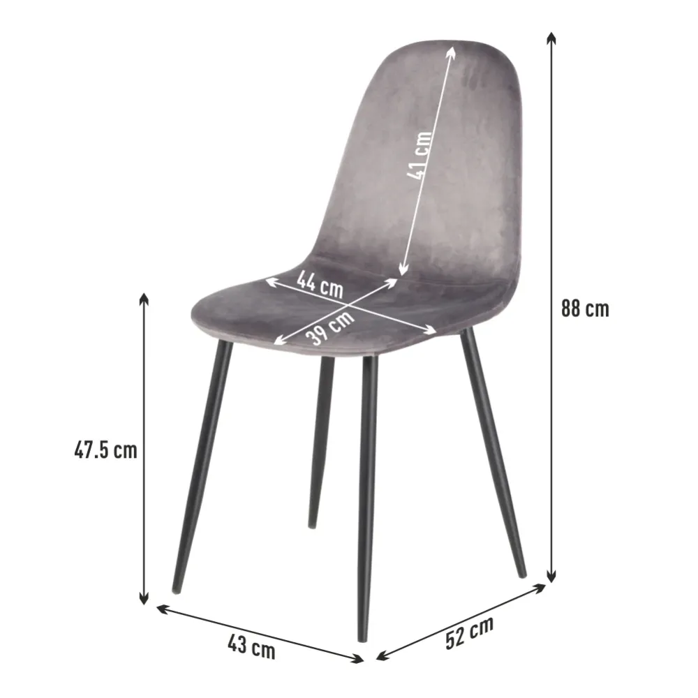 Sedia Poltroncina Grigio Scuro Velluto Set 4pz per Sala da Pranzo Ristorante