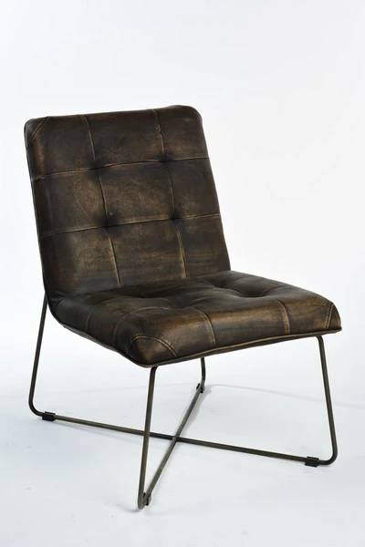 Sedia poltroncina imbottita con rivestimento similpelle gambe ferro cm 53x66x80h