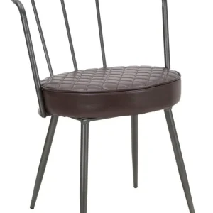 Sedia poltroncina industrial metallo e seduta imbottita e rivestita similpelle cm 52x58x75h