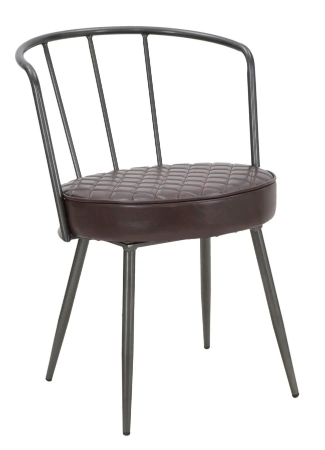 Sedia poltroncina industrial metallo e seduta imbottita e rivestita similpelle cm 52x58x75h