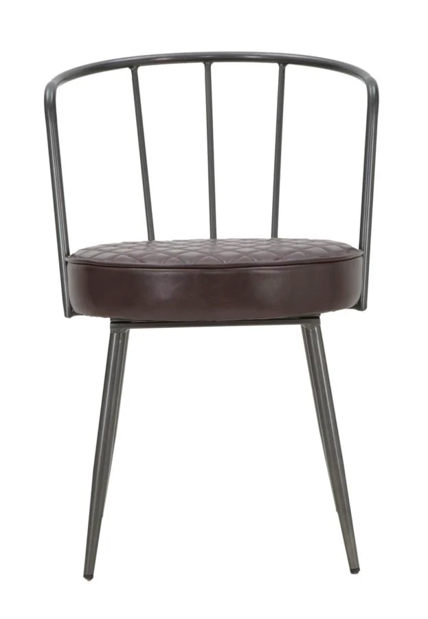 Sedia poltroncina industrial metallo e seduta imbottita e rivestita similpelle cm 52x58x75h