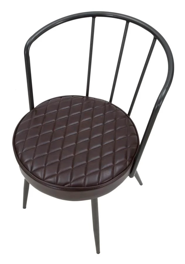 Sedia poltroncina industrial metallo e seduta imbottita e rivestita similpelle cm 52x58x75h