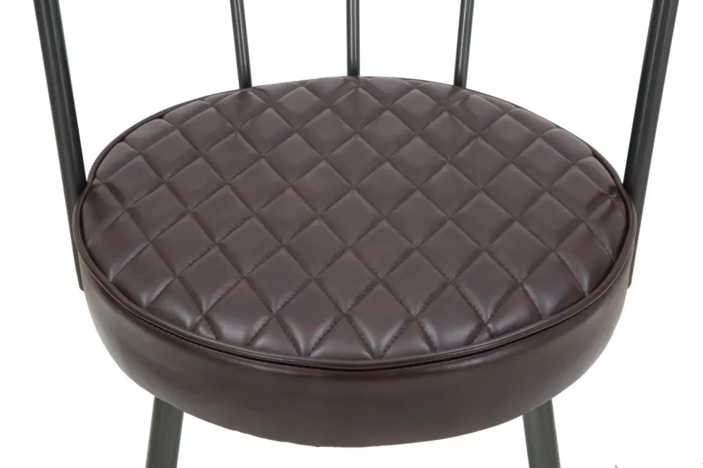 Sedia poltroncina industrial metallo e seduta imbottita e rivestita similpelle cm 52x58x75h