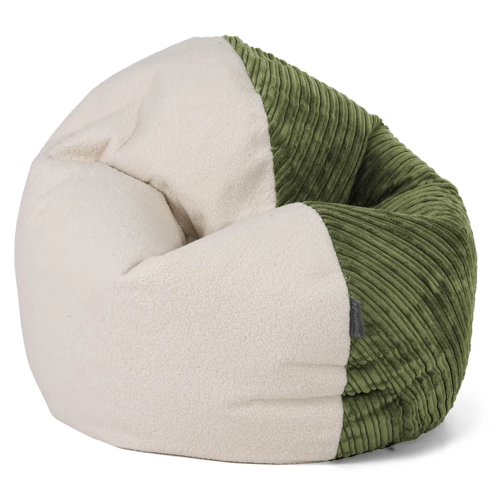 Sedia Pouf Sacco Flexforma Junior per Bambini e Adolescenti 2 14 anni - Bouclé & Velluto Coste Verde Foresta