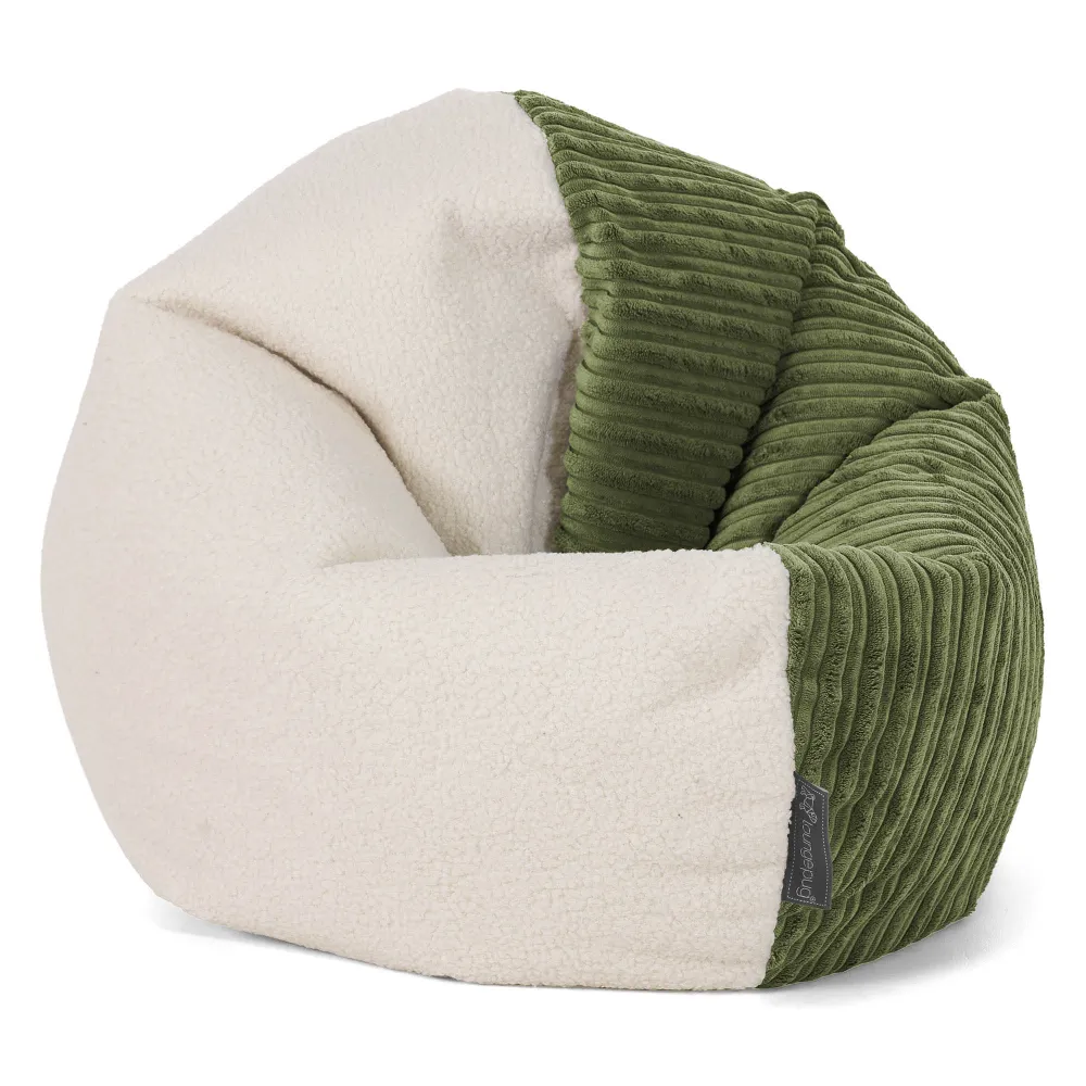 Sedia Pouf Sacco Flexforma per Bambini 1 3 anni - Bouclé & Velluto Coste Verde Foresta