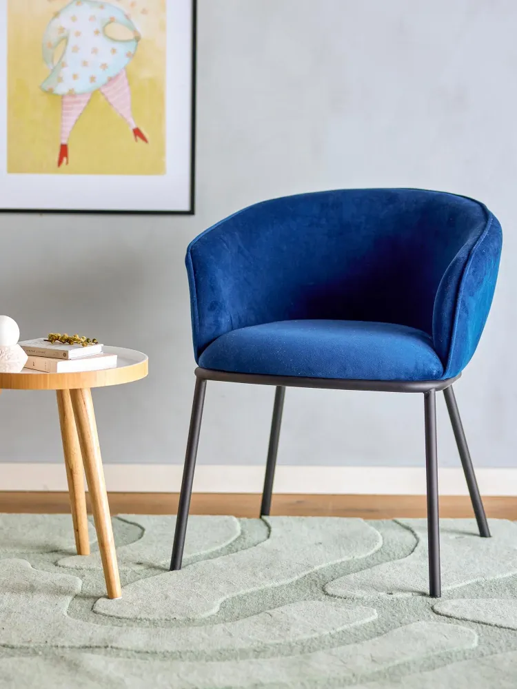 Sedia da pranzo Cortone, blu, poliestere riciclato