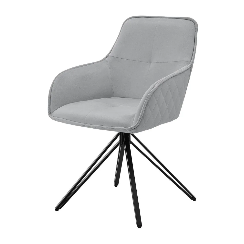 Sedia da pranzo girevole Clyde con braccioli velluto grigio chiaro