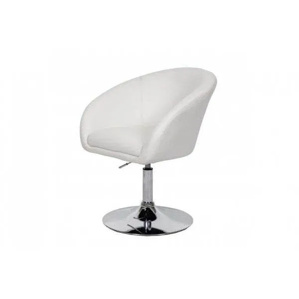 Sedia da pranzo HWC-F19, sedia da cucina sedia girevole sedia da salotto, girevole altezza regolabile ~ similpelle bianca