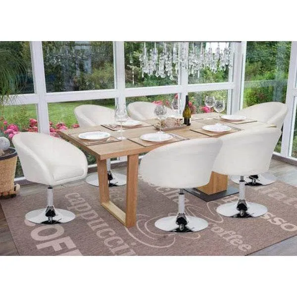 Sedia da pranzo HWC-F19, sedia da cucina sedia girevole sedia da salotto, girevole altezza regolabile ~ similpelle bianca
