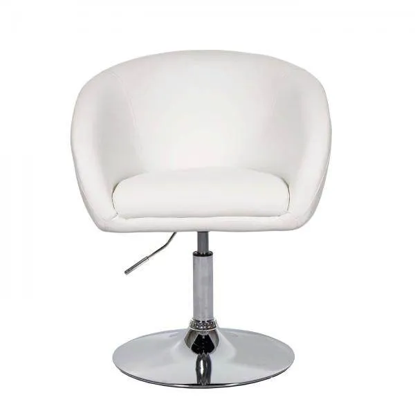 Sedia da pranzo HWC-F19, sedia da cucina sedia girevole sedia da salotto, girevole altezza regolabile ~ similpelle bianca