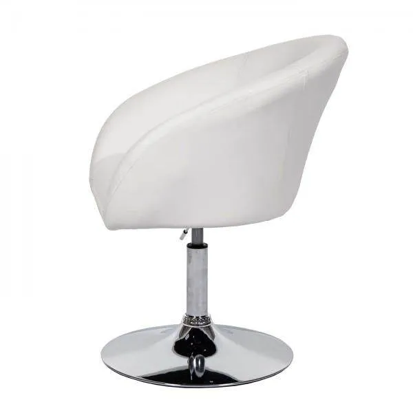 Sedia da pranzo HWC-F19, sedia da cucina sedia girevole sedia da salotto, girevole altezza regolabile ~ similpelle bianca