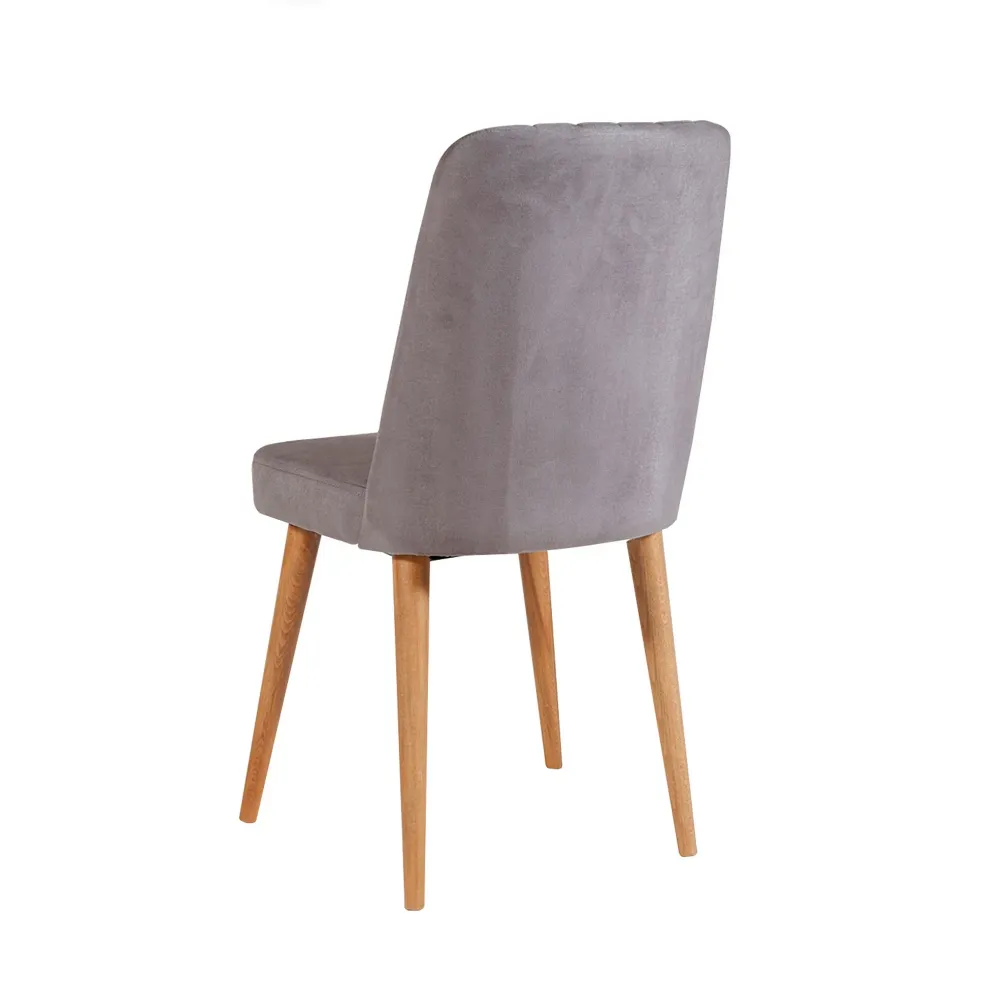 Sedia da pranzo imbottita rivestita tessuto grigio gambe legno cm 47x46x89h