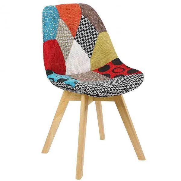 Sedia da pranzo legno con rivestimento lino modello Lisa multicolore