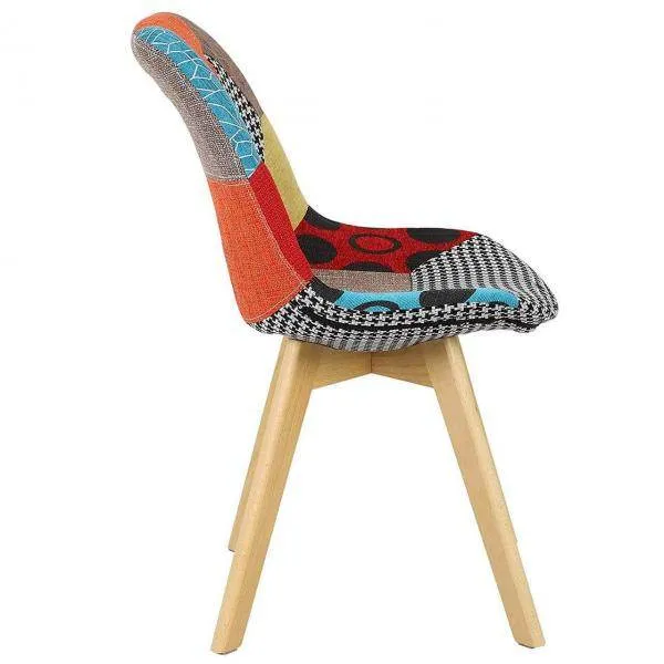 Sedia da pranzo legno con rivestimento lino modello Lisa multicolore