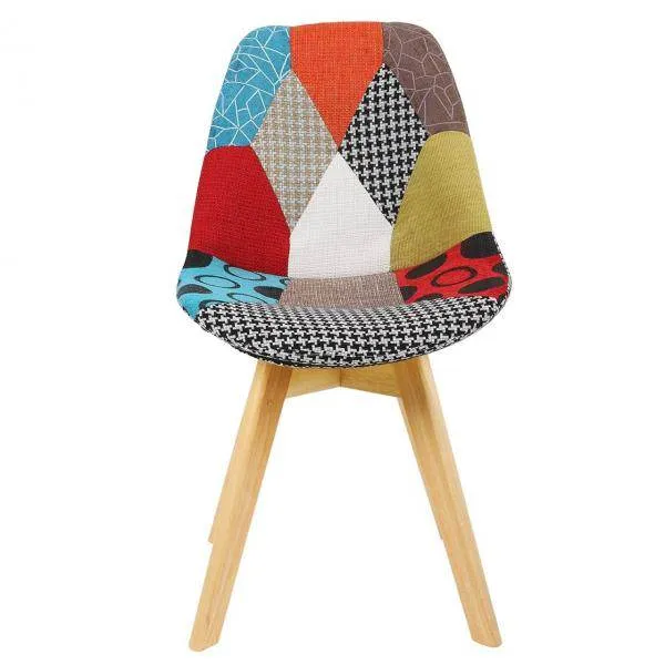 Sedia da pranzo legno con rivestimento lino modello Lisa multicolore