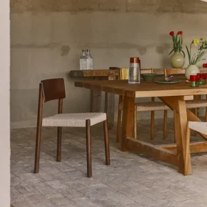 Sedia da pranzo legno e corda intrecciata Ares