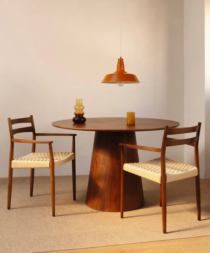 Sedia da pranzo legno e corda intrecciata con braccioli Nona Arms