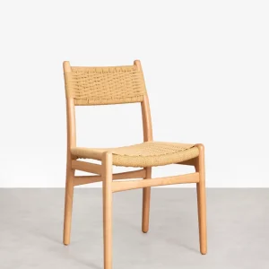 Sedia da pranzo legno e corda intrecciata Elowen