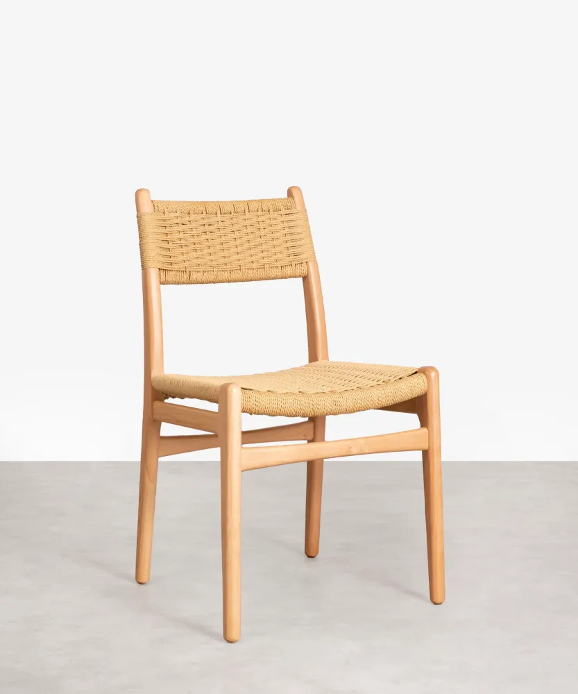 Sedia da pranzo legno e corda intrecciata Elowen