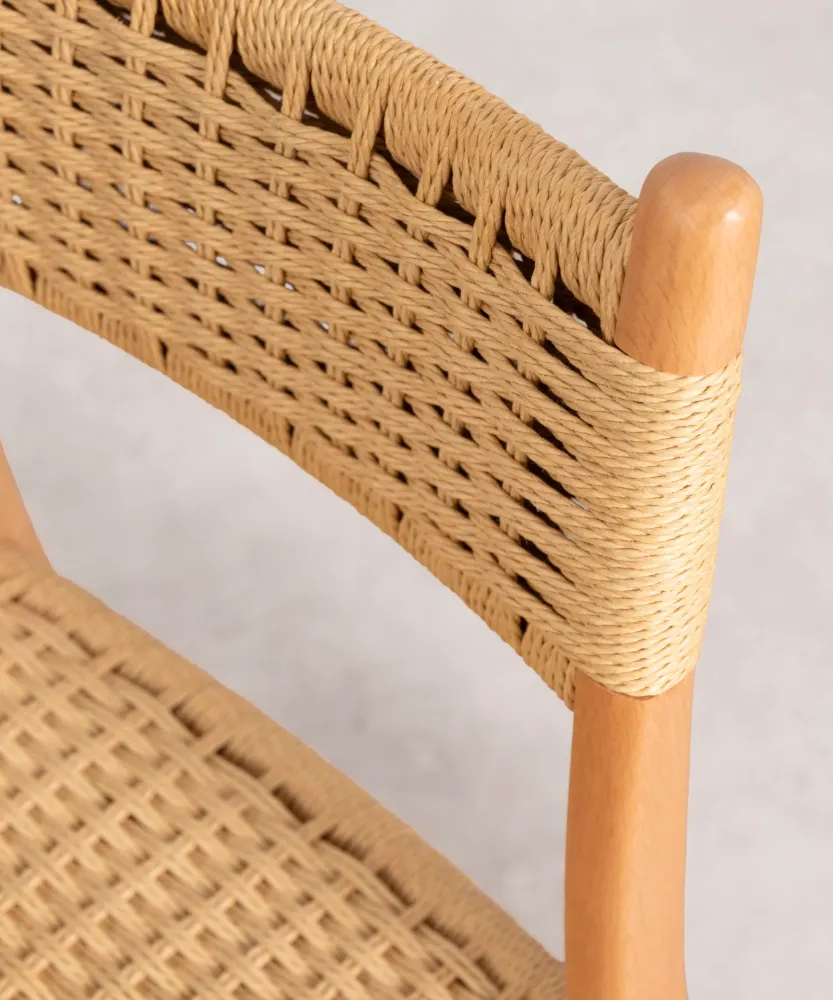 Sedia da pranzo legno e corda intrecciata Elowen