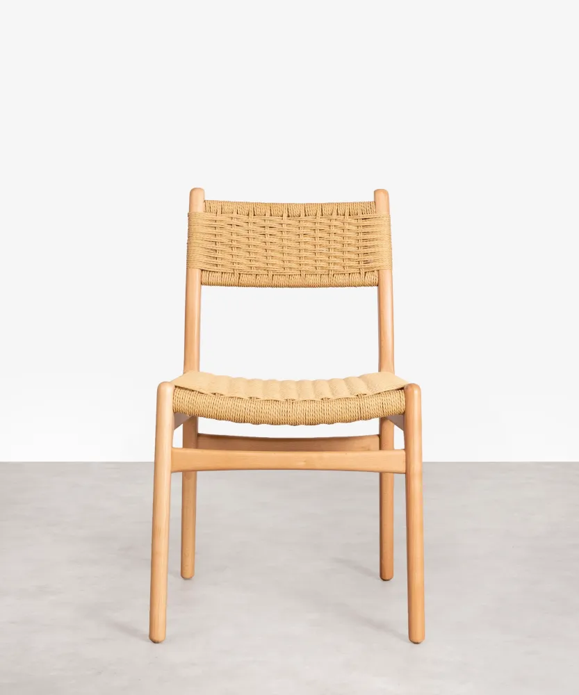 Sedia da pranzo legno e corda intrecciata Elowen