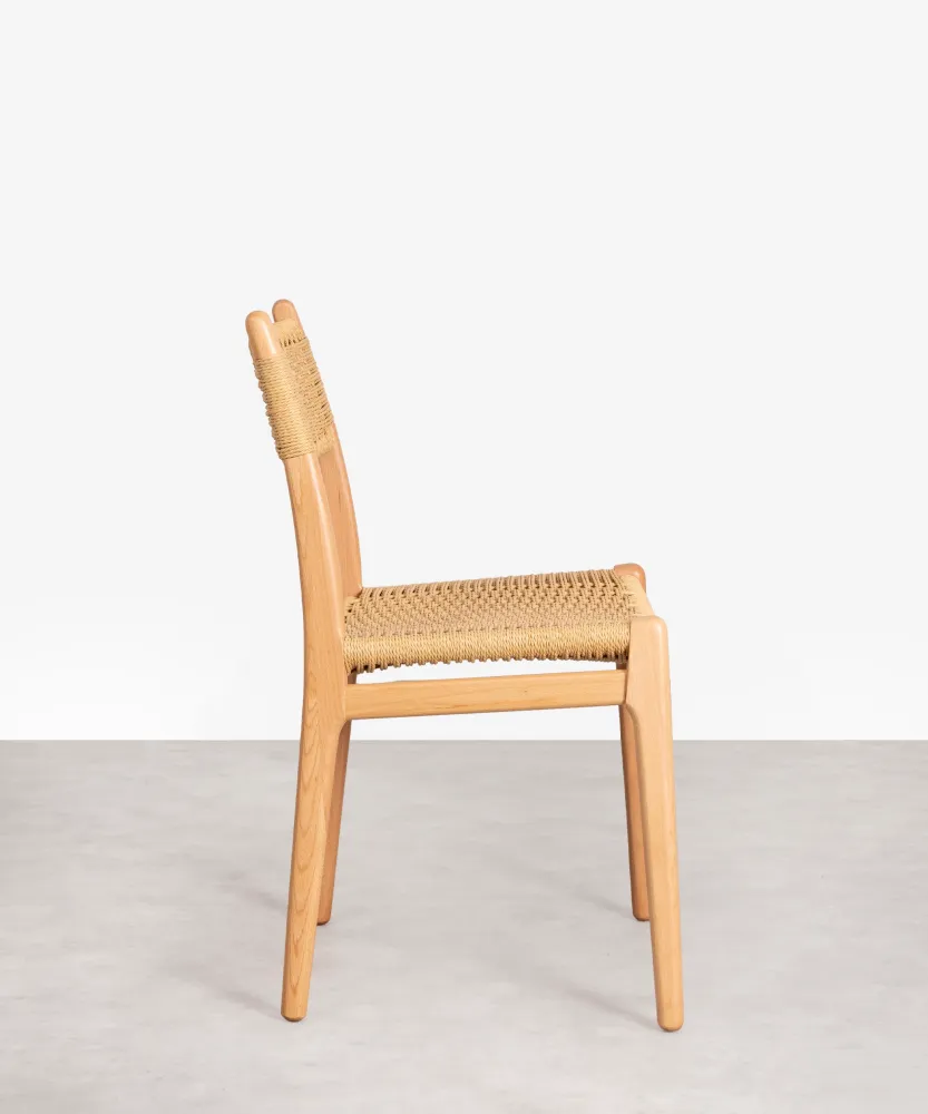 Sedia da pranzo legno e corda intrecciata Elowen
