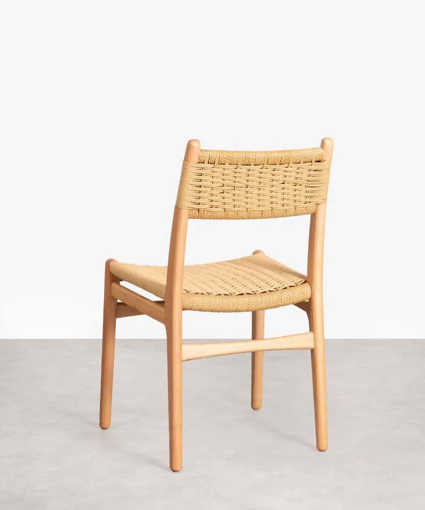 Sedia da pranzo legno e corda intrecciata Elowen