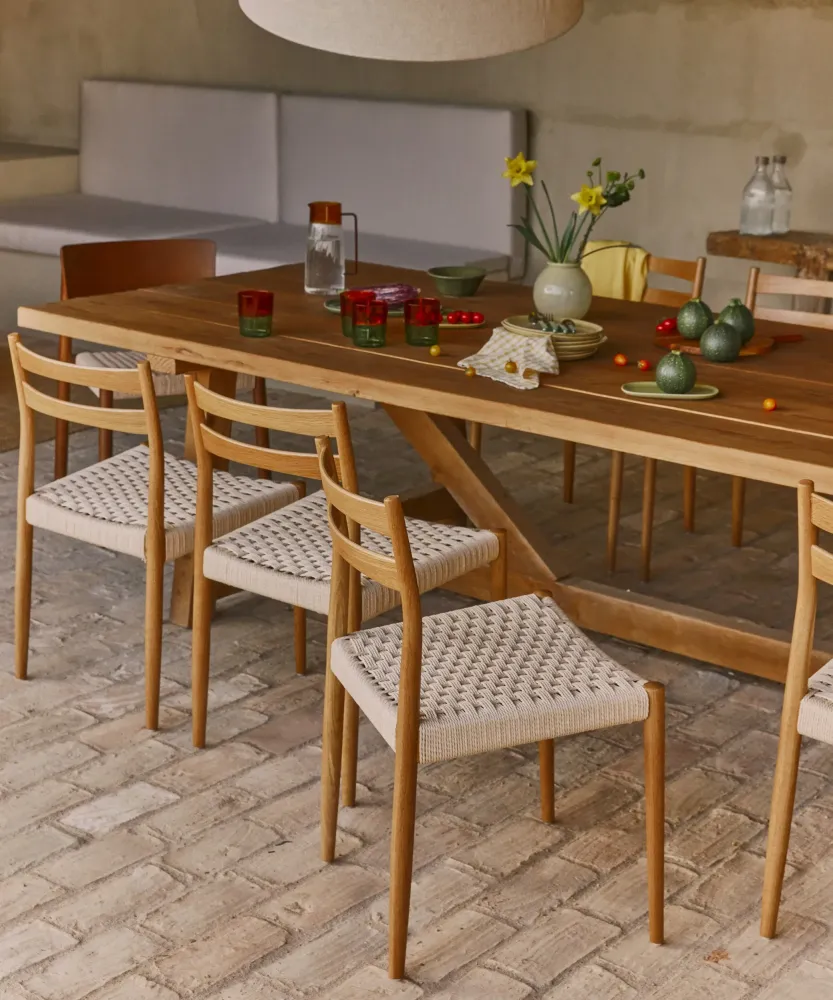 Sedia da pranzo legno e corda intrecciata Nona