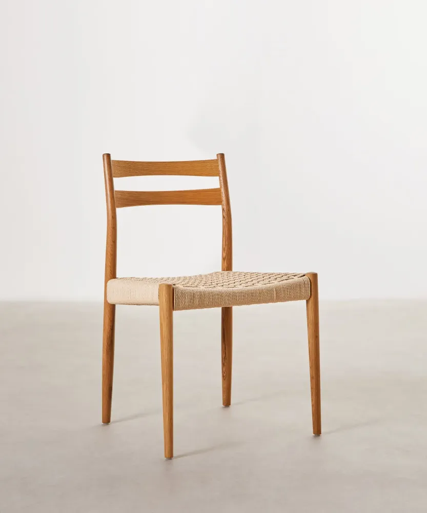 Sedia da pranzo legno e corda intrecciata Nona