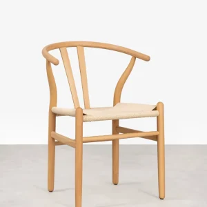Sedia da pranzo legno e corda intrecciata Retro