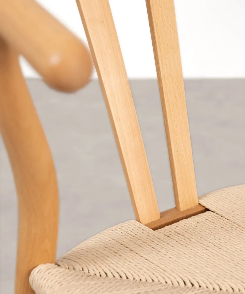 Sedia da pranzo legno e corda intrecciata Retro