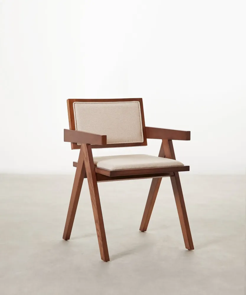 Sedia da pranzo legno e imbottita con braccioli Matilde Arms