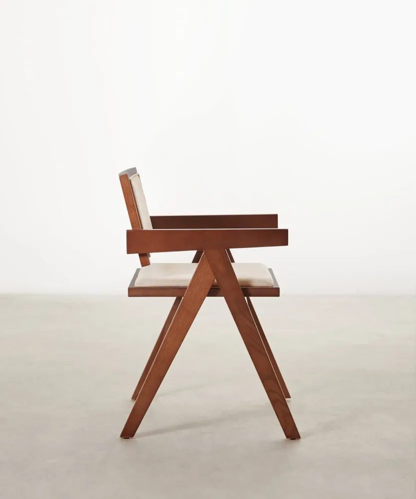 Sedia da pranzo legno e imbottita con braccioli Matilde Arms