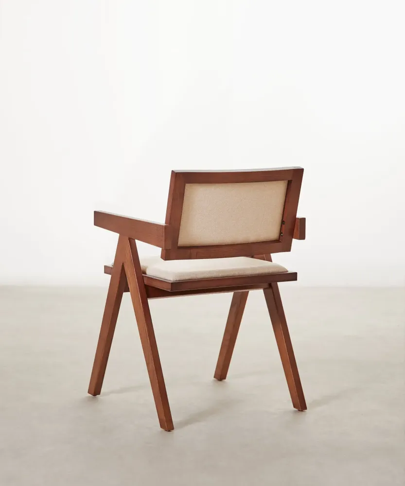 Sedia da pranzo legno e imbottita con braccioli Matilde Arms