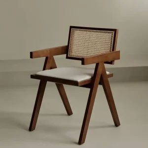Sedia da pranzo legno e imbottita con braccioli Pauline Arms