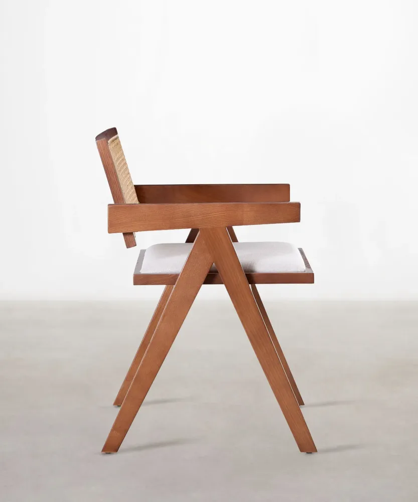 Sedia da pranzo legno e imbottita con braccioli Pauline Arms