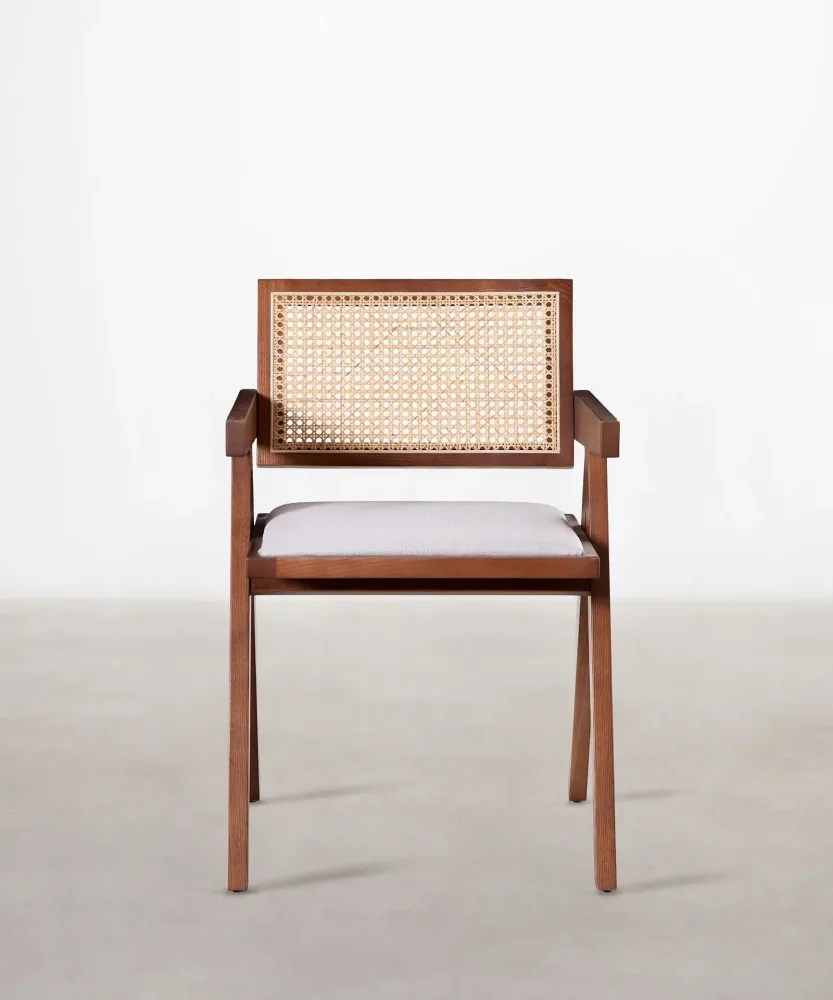 Sedia da pranzo legno e imbottita con braccioli Pauline Arms