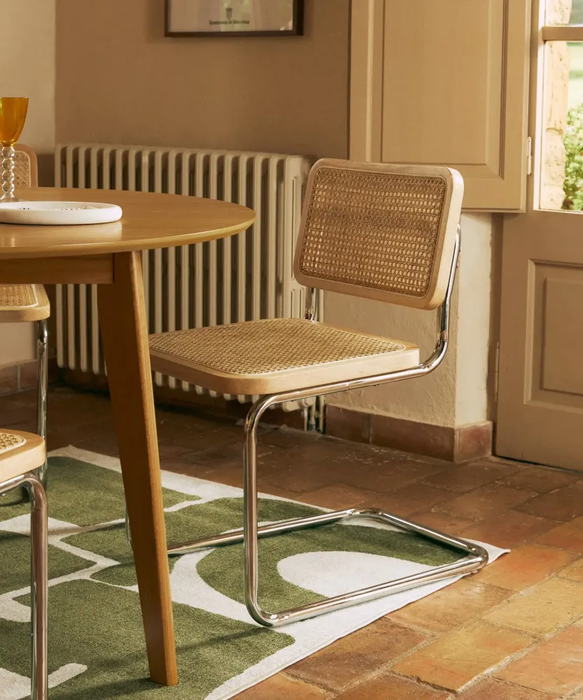 Sedia da pranzo legno, metallo e rattan Candy