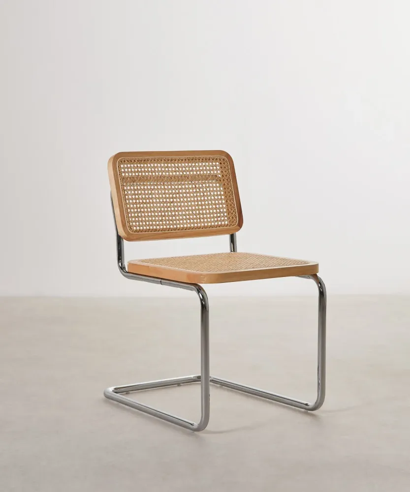 Sedia da pranzo legno, metallo e rattan Candy