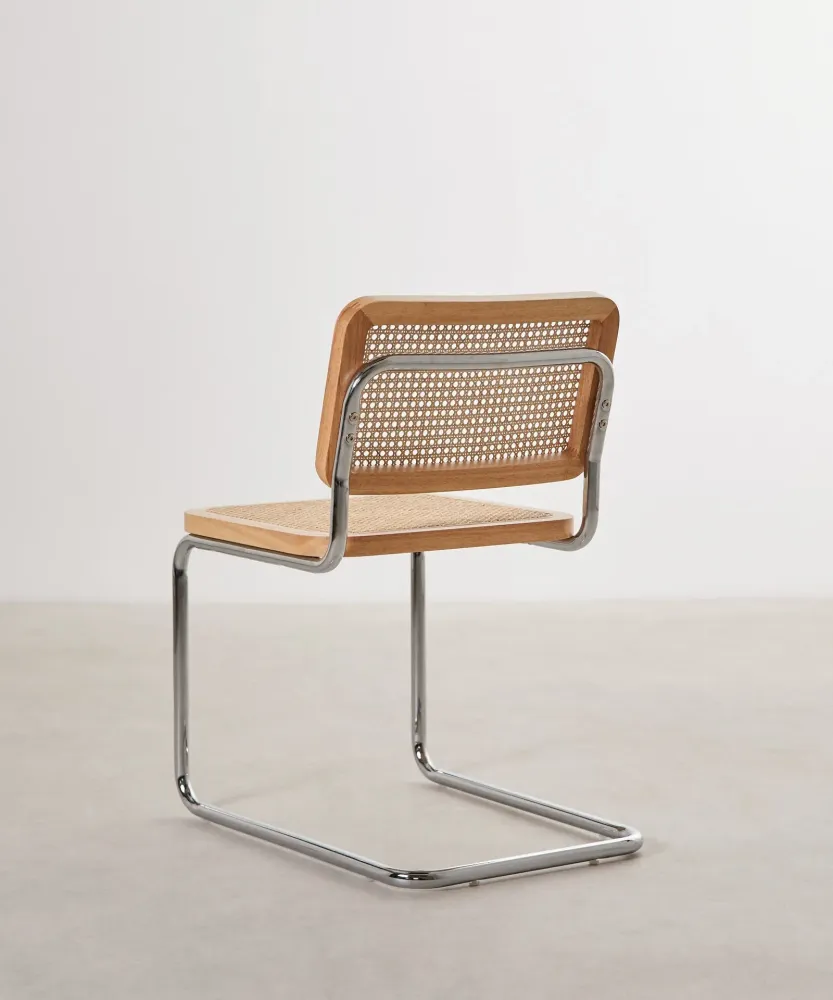 Sedia da pranzo legno, metallo e rattan Candy