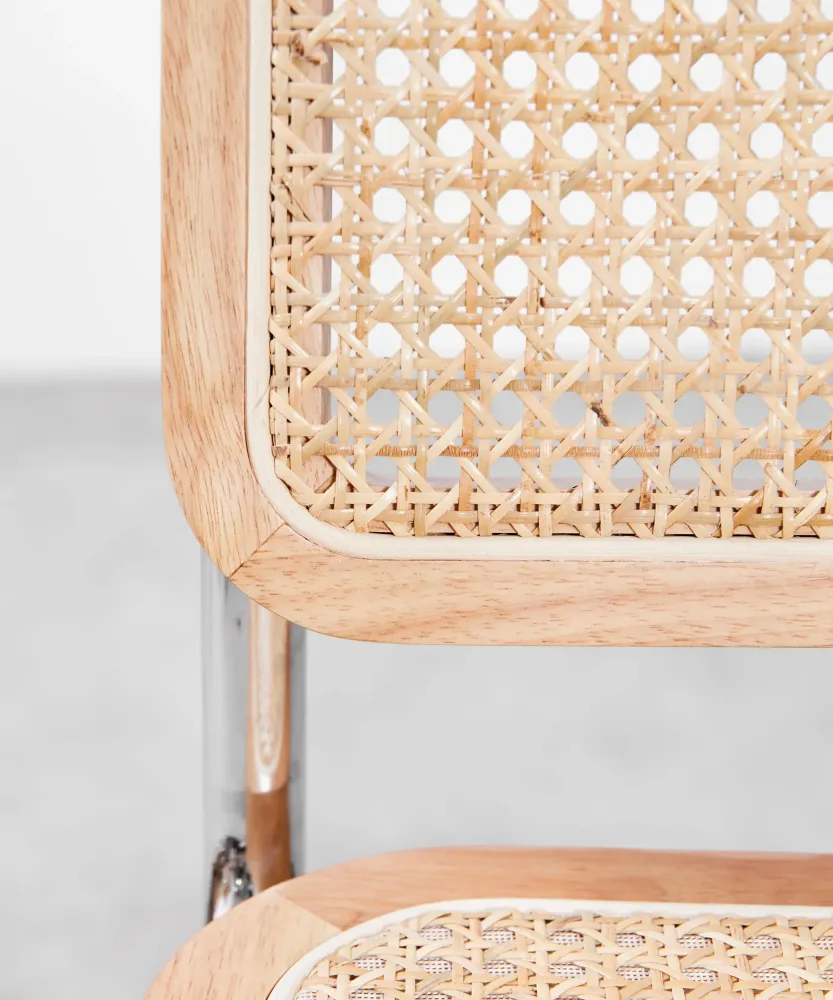 Sedia da pranzo legno, metallo e rattan Candy