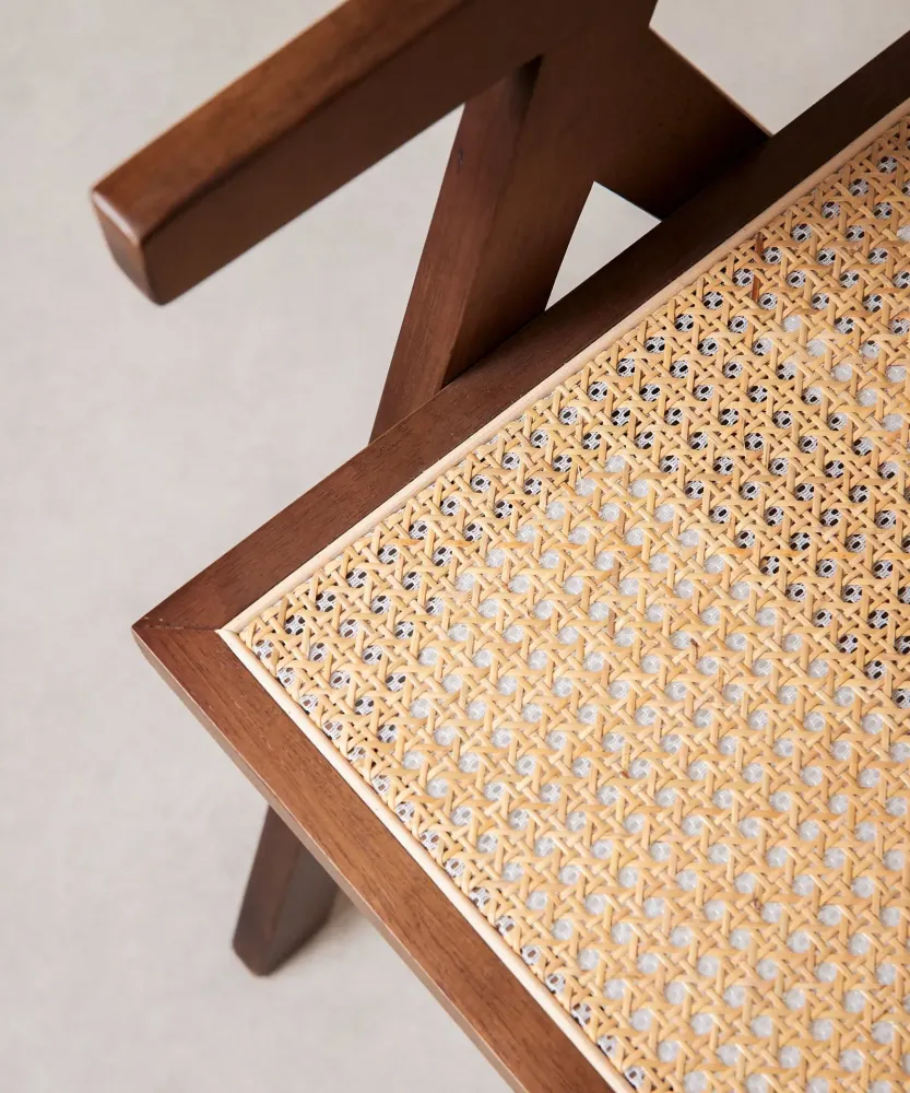 Sedia da pranzo legno e rattan con braccioli Chiara Arms