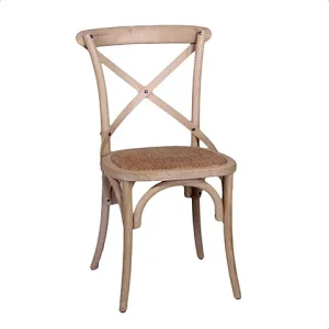 Sedia da pranzo legno rustica naturale, bistrot con seduta impagliata - 51x55x89 cm - Vacchetti