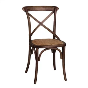 Sedia da pranzo legno scuro rustica, bistrot con seduta impagliata - 51x55x89 cm - Vacchetti