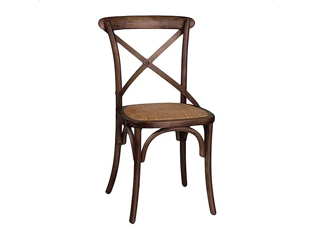 Sedia da pranzo legno scuro rustica, bistrot con seduta impagliata - 51x55x89 cm - Vacchetti