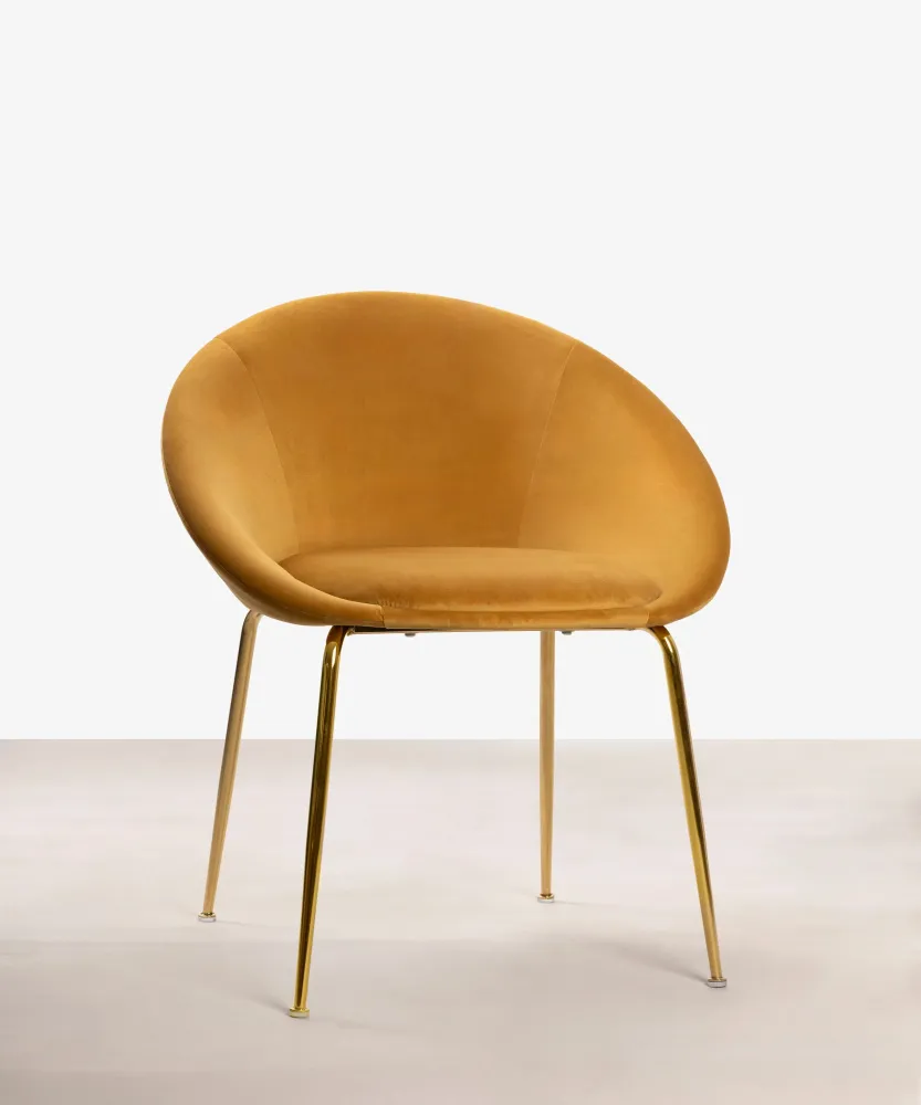 Sedia da pranzo metallo e velluto Jovick Velvet Gold