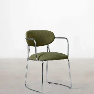 Sedia da Pranzo Tessuto e Metallo con Braccioli Moritz Arms